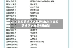 北京高风险地区名单最新(北京高风险地区名单最新消息)
