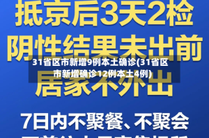 31省区市新增9例本土确诊(31省区市新增确诊12例本土4例)