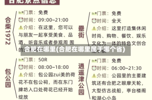 合肥在哪里(合肥在哪里属于哪个省)