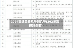 2024高速免费几号到几号(202年高速路免费)