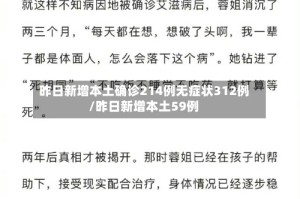 昨日新增本土确诊214例无症状312例/昨日新增本土59例