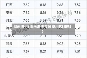 湖南油价(湖南油价今日费用92和95)