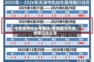 今天沧州什么号限行/谁知道今天沧州限行什么号
