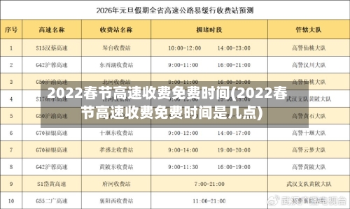 2022春节高速收费免费时间(2022春节高速收费免费时间是几点)-第1张图片